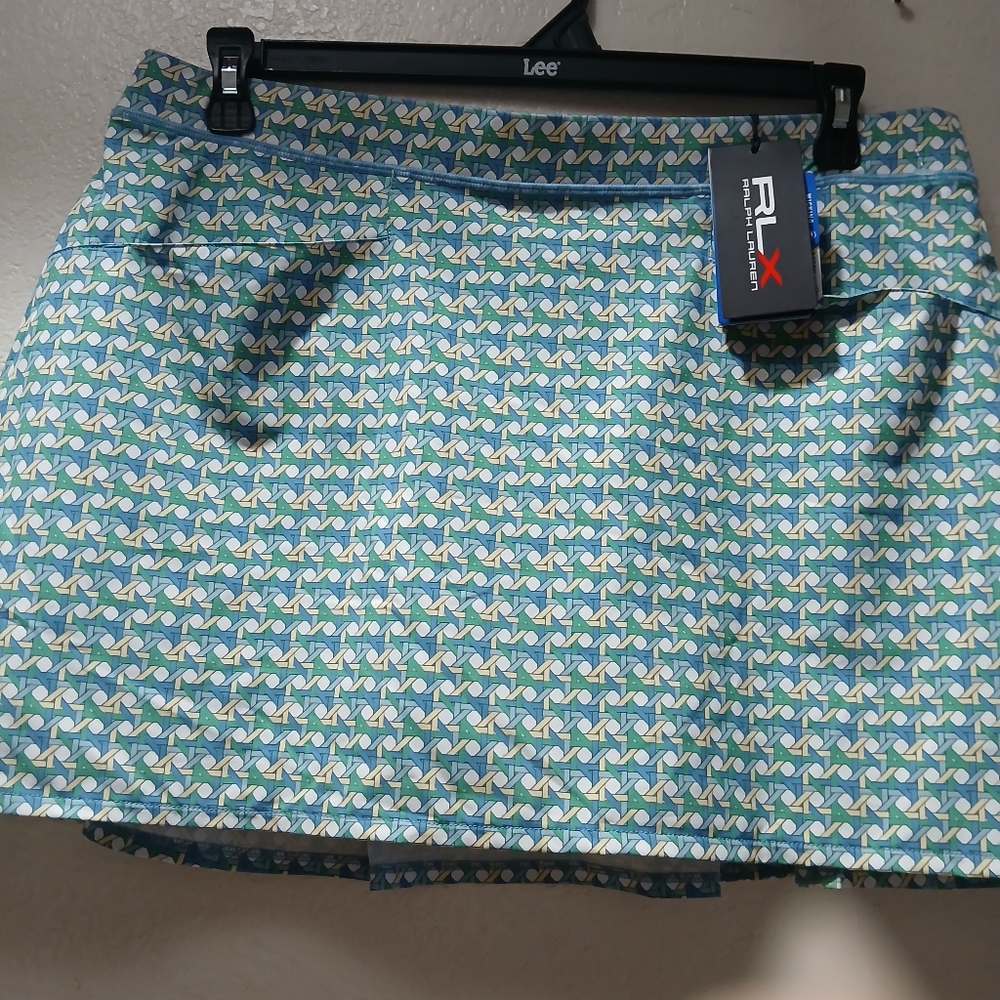 RLX Ralph Lauren Blue and Green Mini Skater Skirt